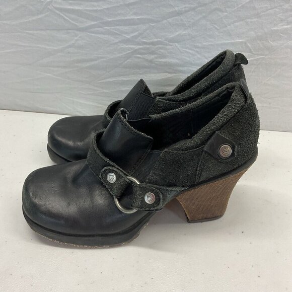 Women’s Vintage London Underground Chunky Wooden Clog booties Shoes Size 7 - Picture 4 of 10